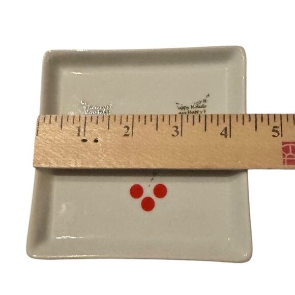 BIA Holiday Plates Set of 3 Square Happy Holidays Word Art Christmas Appetizer - Picture 7 of 8